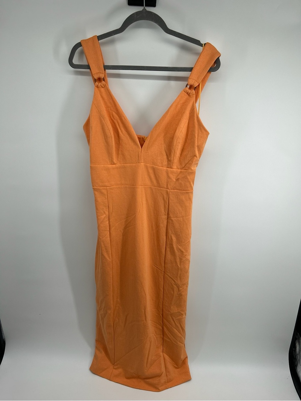 Finders Keepers Orange Knotted-Strap Midi Dress